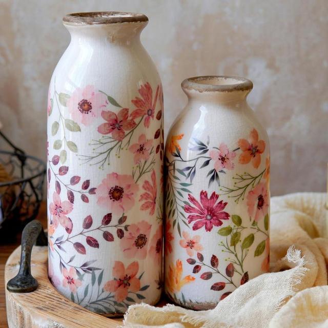 TEWEIQI Colorful - Daisy Ceramic Vase set, Retro Rustic Cute Flower Vase Gift, Art Decorative Vase For Your Home, Kitchen, Bedroom, Office, Living Room, Bathroom, & Shelf Centerpiece Table Decorations