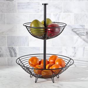 Carter 2-Tier Matte Black Fruit Basket