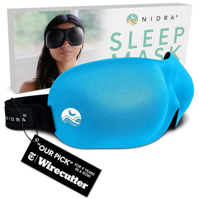 Nidra Sleep Mask, Contoured Blackout Sleeping Mask, for Men & Women - Standard Size, Blue