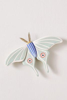 Sculpted Luna Moth Ceramic Wall Art Charm