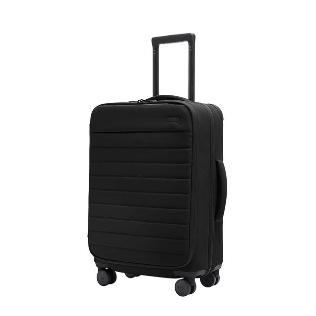 Away Softside Bigger Carry-On Suitcase, 23 Inch Lightweight, Expandable High-Strength Nylon Luggage With Spinner Wheels, Meets Requirements for Most Major Airlines, Jet Black