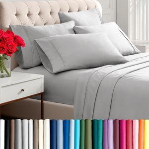 Bare Home Hotel Luxury Queen Sheet Set, Extra Soft - 6 Piece Set - Deep Pockets - Easy Fit - Cooling & Breathable - Wrinkle, Fade, Stain Resistant - Includes 4 Pillowcases (Queen, Light Grey)