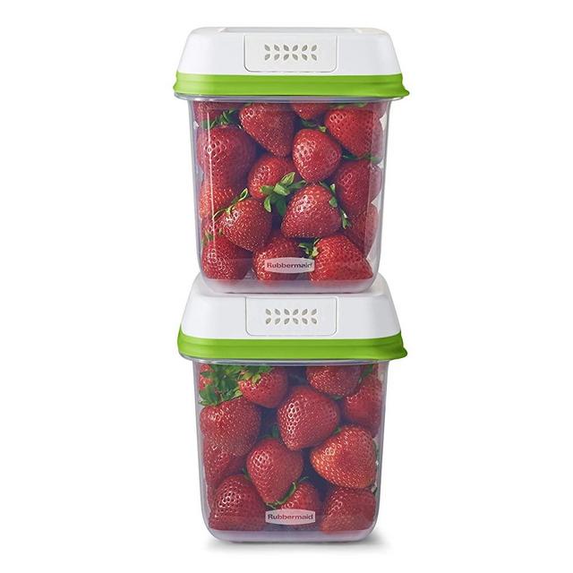 Rubbermaid FreshWorks Saver, Medium Produce Storage Containers, 2-Pack, 7.2 Cup, Clear