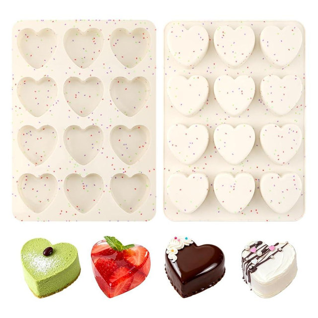 DiQiRenQin Heart Muffin Pan Silicone (2 Pack) – Food-Grade Nonstick 2 Inch for Baking, Mini Chocolate | Easy to Clean & Reusable – Ideal for Valentine’s Gifting & Home Bakers