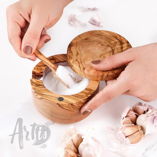 Salt Cellar with Lid and Spoon handmade...