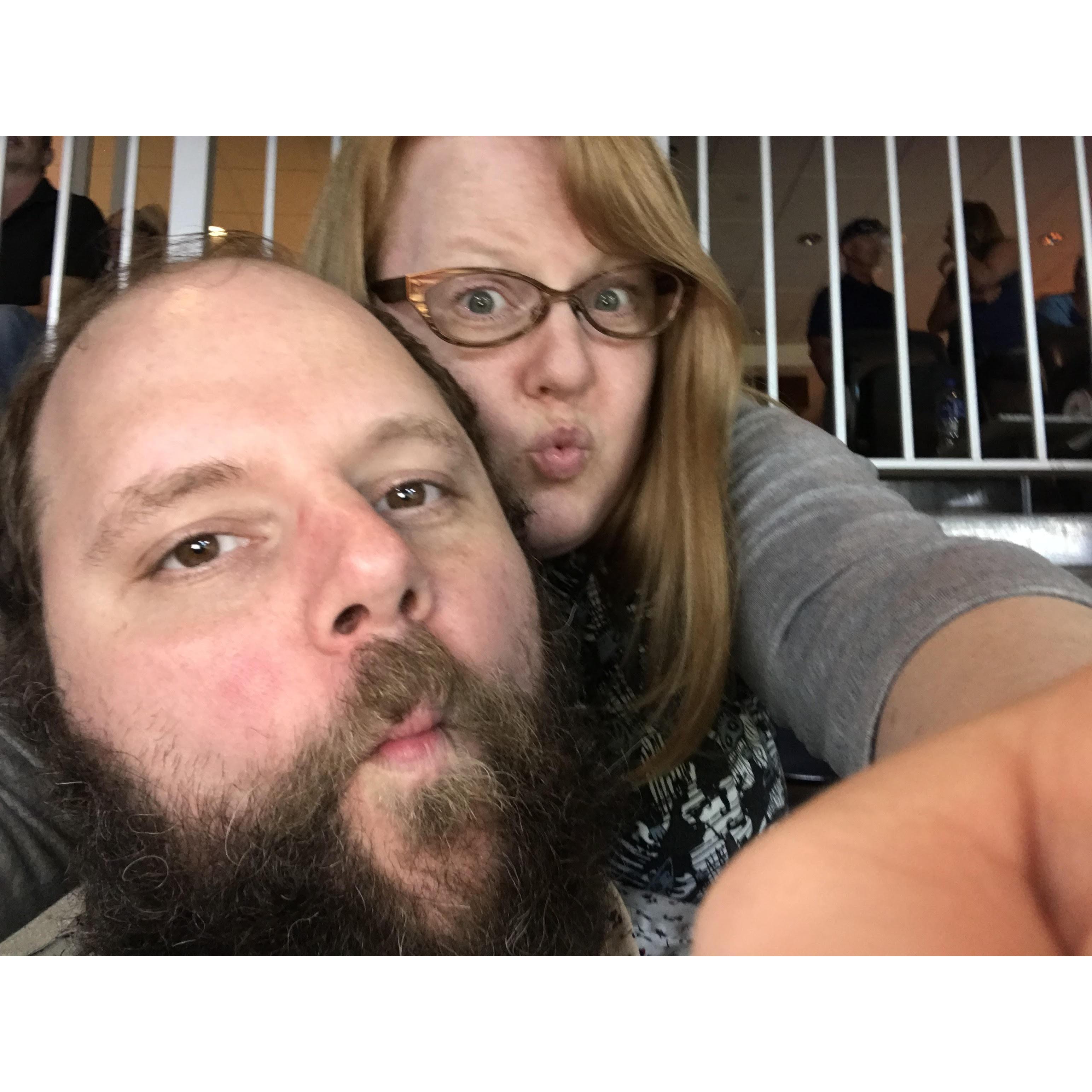 Chris and I have always shared a fun but obscure sense of humor. Here we are with "duck" lips. Except both of use have such tiny lips, they look more like kissy-face lips. LOL!