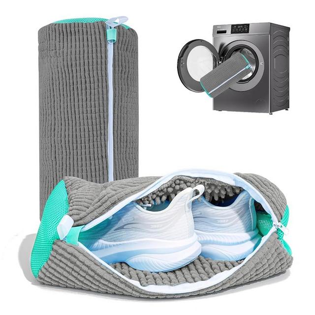 Shoe Washing Machine Bag: Laundry Shoe Bag for Washer and Dryer - 2pc Reusable Shoe Cleaning Bag for Sneaker Tennis Shoes Unstain Cleaner Kit (Gray 2pcs)