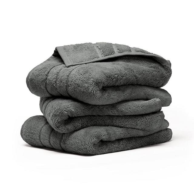 Cariloha Organic Bamboo and Turkish Cotton Hand Towel - Highly Absorbent and Odor-Resistant - 600 GSM - Set of 3 - Onyx