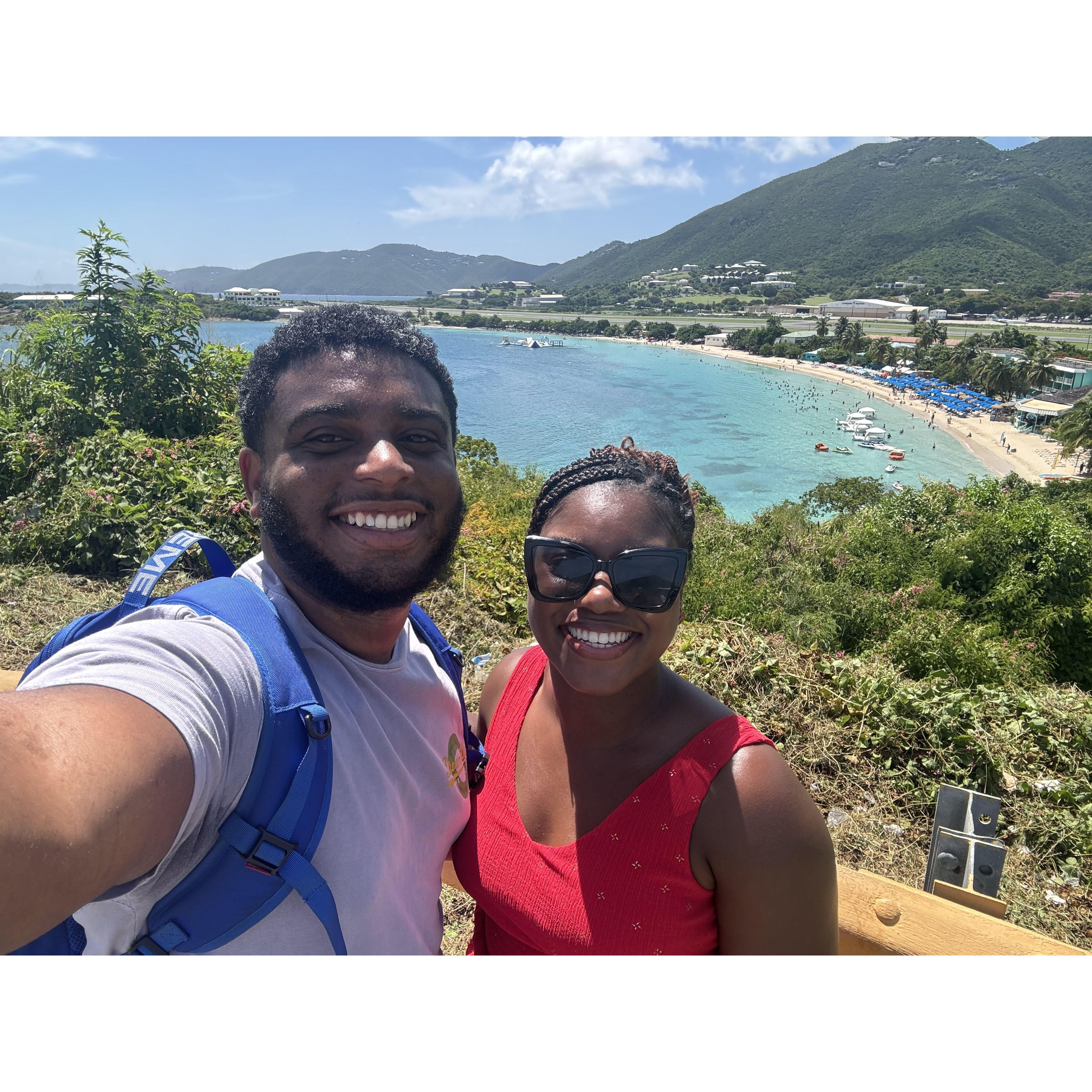 Destini and Robert baking under the sun in the Caribbean!