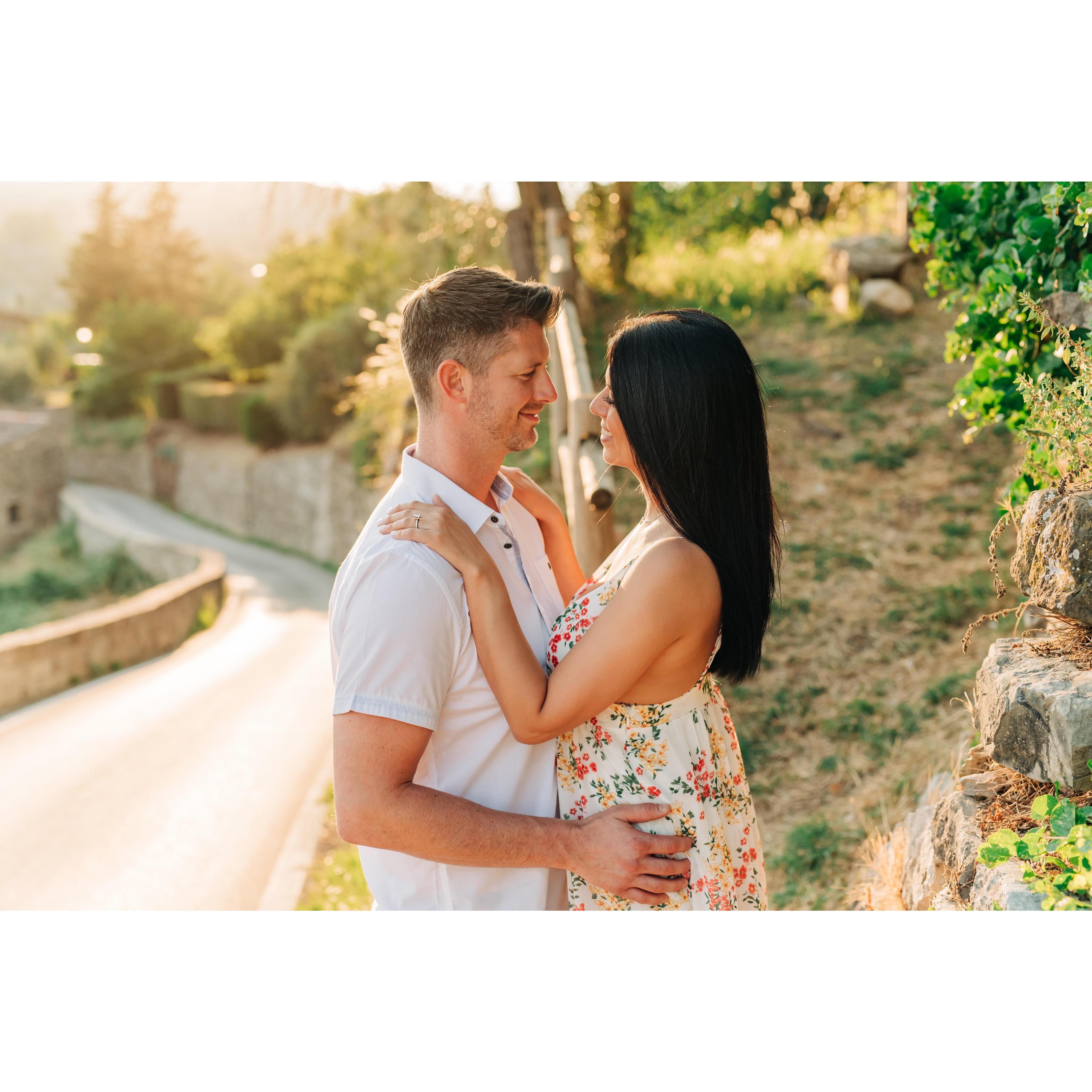 Taking our engagement photos in Chianti, Italy!
