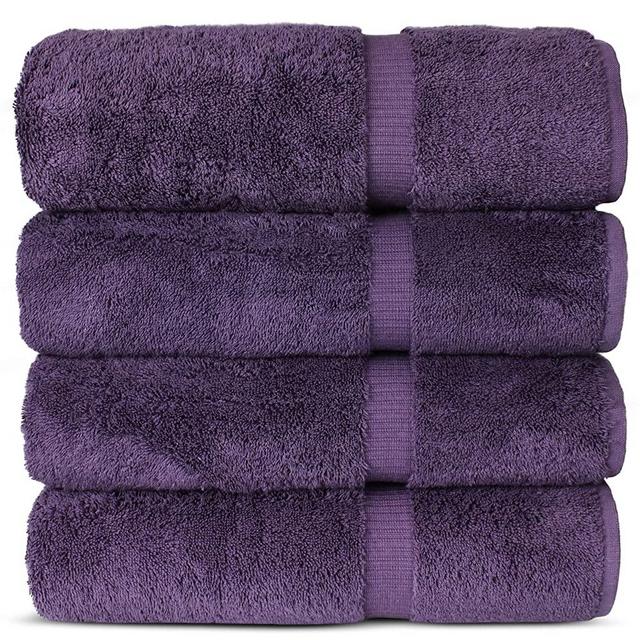Chakir Turkish Linens Hotel & Spa Quality, Highly Absorbent 100% Turkish Cotton Bath Towels (4 Pack, Plum)