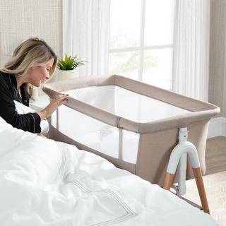 Bondi Adjustable Height Bedside Beechwood Bassinet with PureAir Mesh Sheet