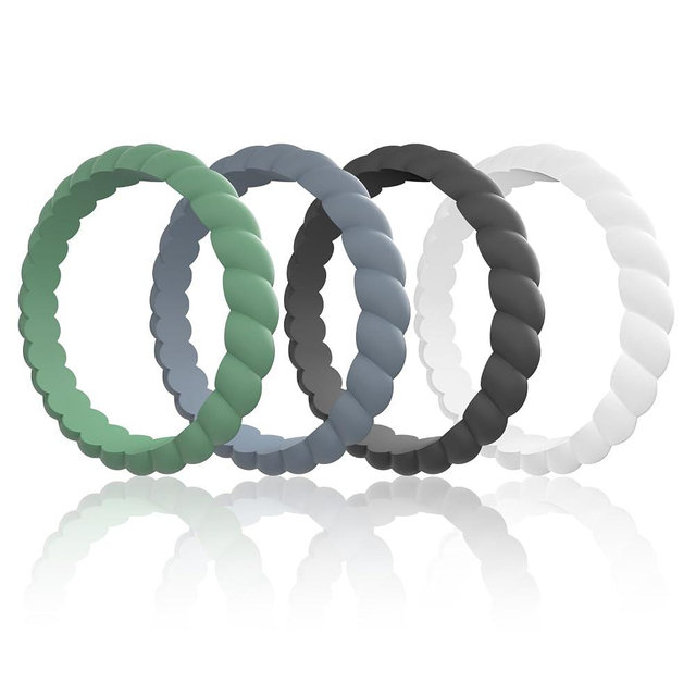 Egnaro Women's Silicone Anniversary Rings, 2.5mm Wide 1.8mm Thick Stackable Rubber Wedding Band, Thin Stylish Comfort Fit Silicone Ring for Nurse, Workout, Work, Pregnancy, Travel, Daily Gift