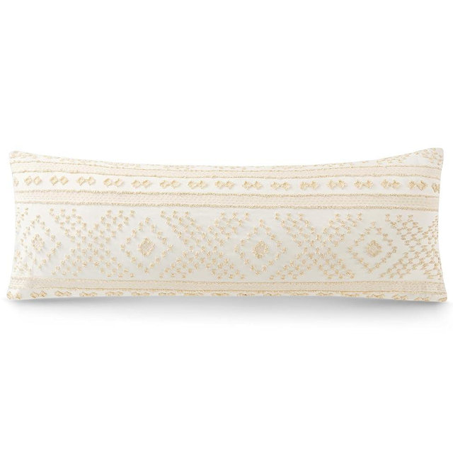 DOWNSTORIA Body Pillow Cover, Boho Cutwork Decorative Body Pillowcase, Ultra Soft Microfiber Long Pillowcase with Envelope Closure 20x54 inch (Boho Beige)
