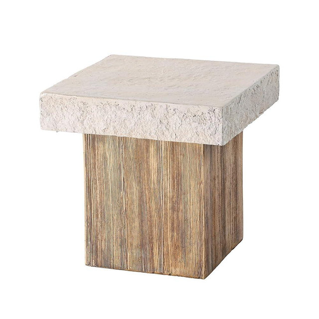 SUNBURY Outdoor Concrete Coffee Table, 20" W Patio Dining Table, Outdoor MgO Table Square in Antique Beige Coffee Table for Patio, Garden, Backyard