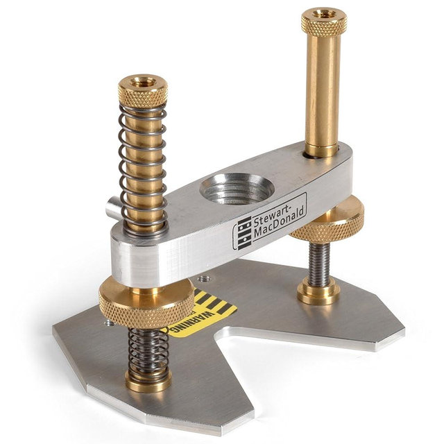StewMac Precision Router Base – Stable Handheld Router Support for Freehand Routing, Inlay Work & Fret Slot Widening – Precision Depth Adjustment – Ideal for Luthiers & DIY Guitar Builders