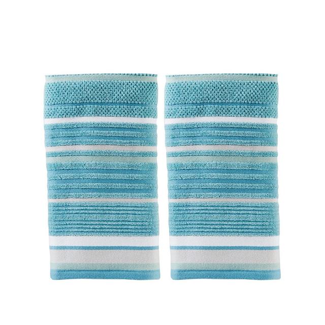 2pc Seabrook Stripe Hand Towel Set Teal - Saturday Knight Ltd.