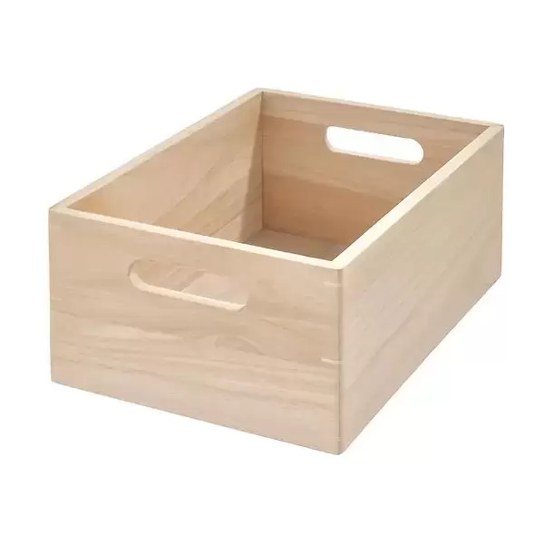 THE HOME EDIT Large Wooden All-Purpose Bin Sand