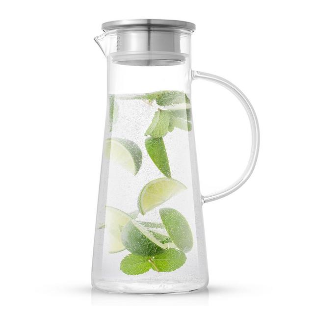 JoyJolt Breeze Glass Pitcher with Stainless Steel Lid