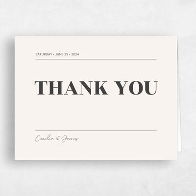 Light Oatmeal, Beige Wedding Thank You - Valier Type