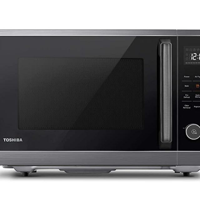 Toshiba ML2-EC10SA(BS) 4-in-1 Microwave Oven with Healthy Air Fry, Convection Cooking, Easy-clean Interior and ECO Mode, 1.0 Cu.ft, Black stainless steel