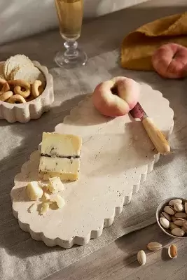 Scalloped Travertine Serving Board
