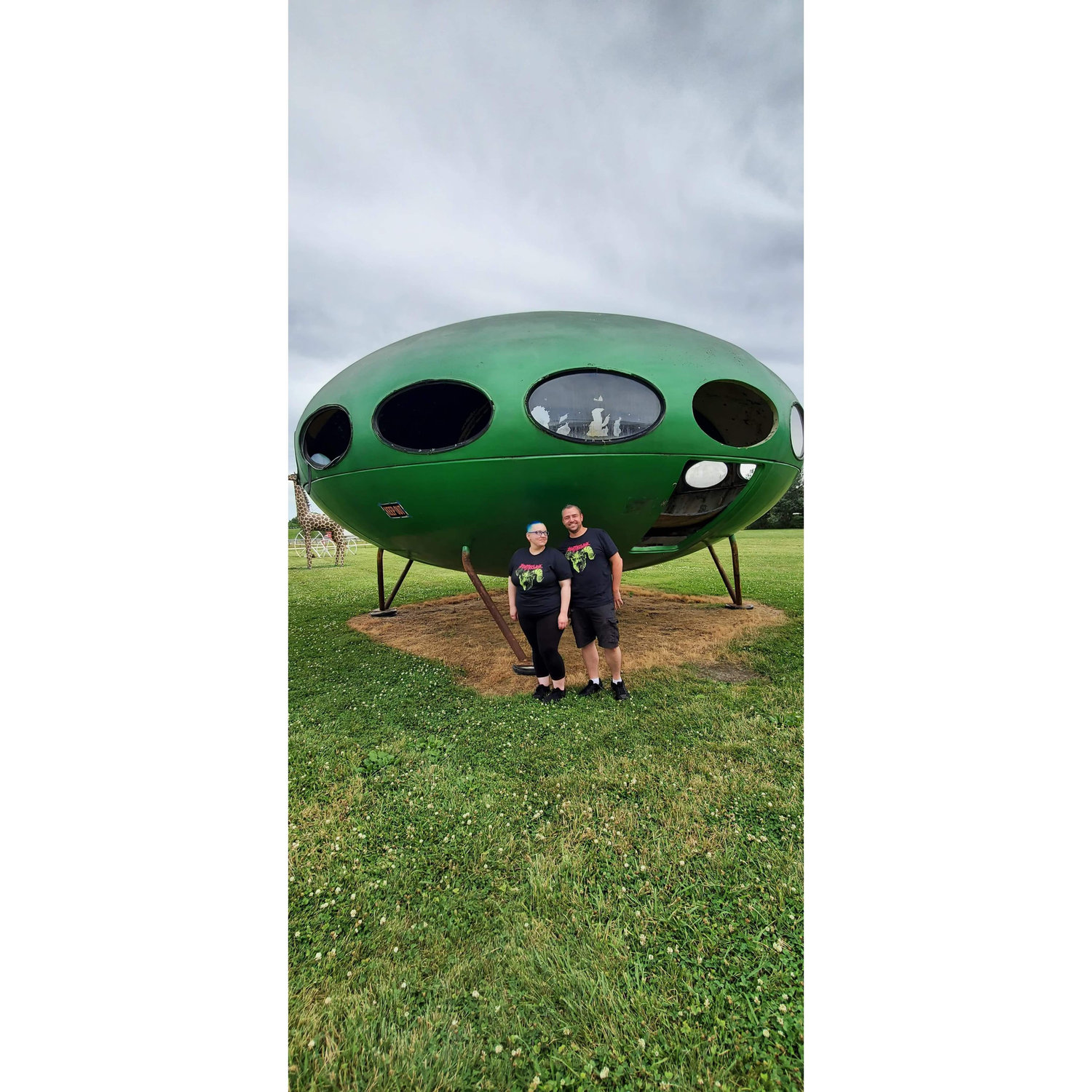 This was Cass's second visit to Missouri, and our friend took us to an antique mall with this cool Futuro home outside! Being the huge nerds that we all are, we wore matching shirts all day, haha