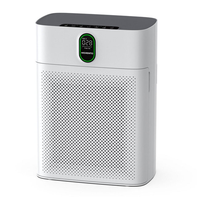 MORENTO Air Purifier for Home Large Room up to 1076 ft², HEAP Filter, PM2.5 Air Quality Display, Double-sided Air Inlet White