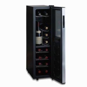 Wine Enthusiast 272 03 18 05 Silent 18 Bottle Dual Zone Wine Cooler with Upright Bottle Storage, Black