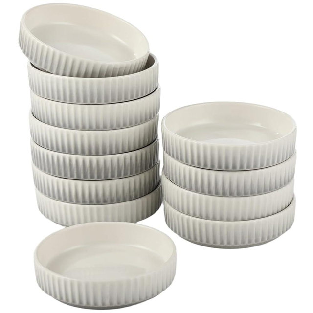 Skdqiee 12 Pcs Ceramic Dipping Bowls, 3.5oz Gray Dipping Sauce Dish Set, Soy Sauce Dish, Microwave Dishwasher Freezer Safe Ramekins for Condiments Snacks Spices Desserts Side Dish, 3.7Inch