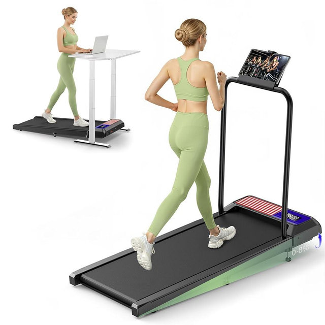 Walking Treadmills Pad,Under Desk Treadmills with Removable Handle,8% Incline Treadmills for Home and Office, 270Lbs Capacity Walking Mat with APP &Remote Control, LED Display
