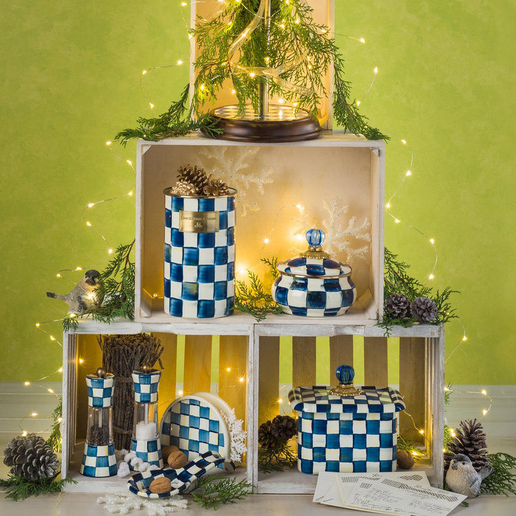 MacKenzie-Childs, Royal Check Enamel Recipe Box | Zola