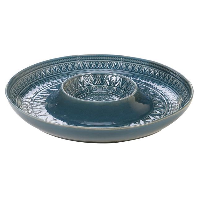 Certified International Aztec Chip Dip Server, 13.5 Diameter x 1.75, Multicolored