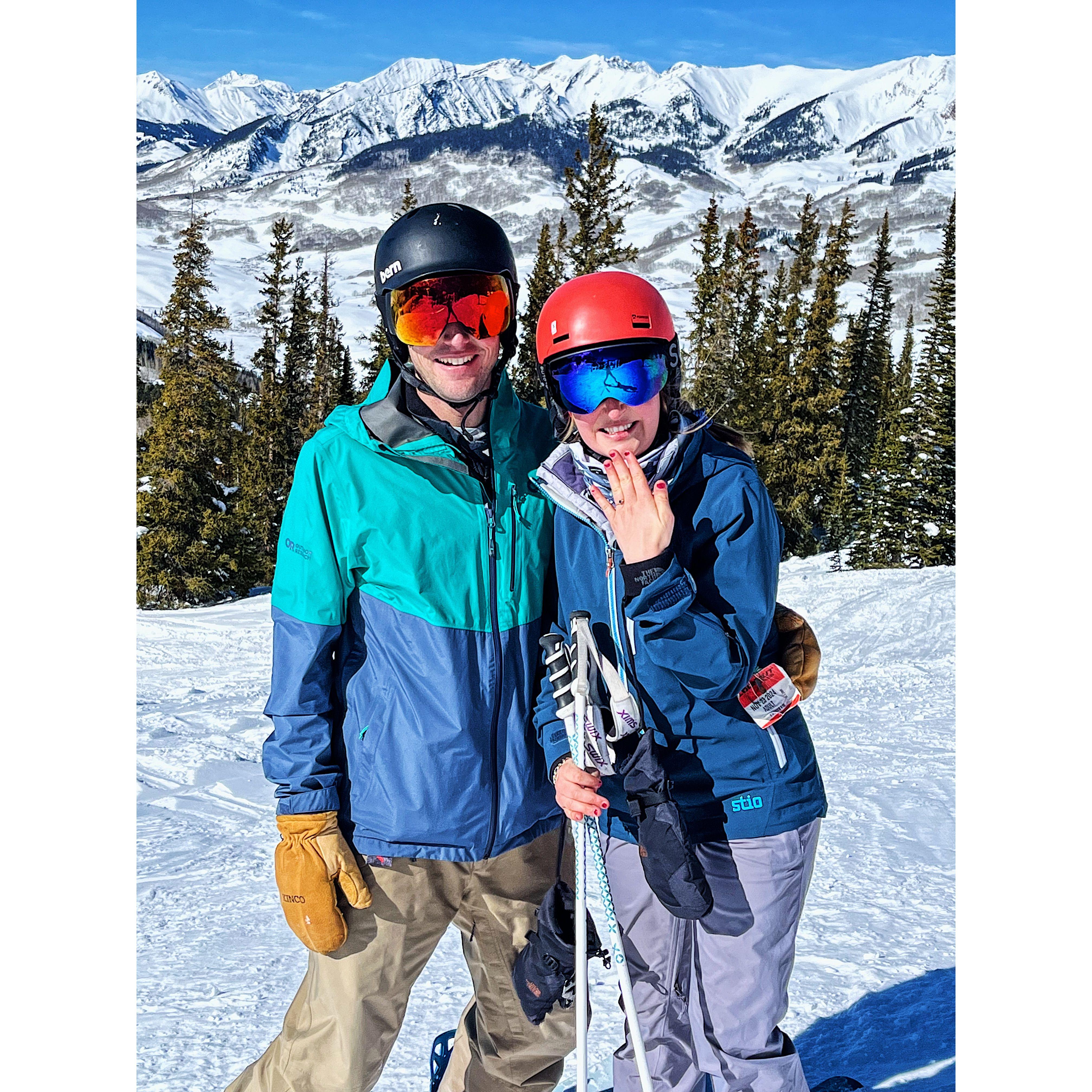 Engaged in Teocalli Bowl in Crested Butte, CO. Our dog, Teo, is named after this spot.