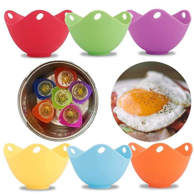 Amabest 6pcs Egg Poacher with Stand Design FDA Mini Silicone Egg Poacher Cups Egg Cooker No BPA Egg Bites Molds Poached Egg Maker Cups, for Microwave, Egg Poacher Pan, Egg Cookware, Stovetop