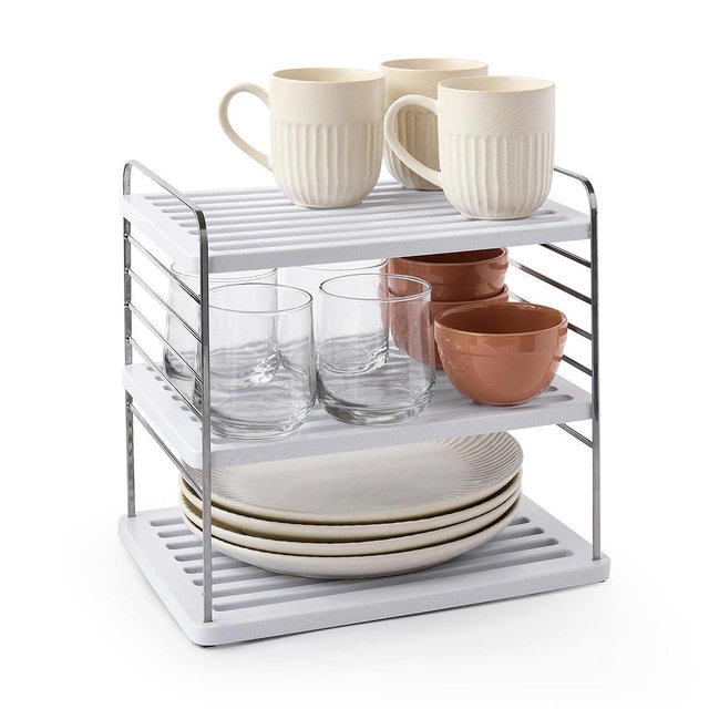 YouCopia UpSpace Cabinet Box Organizer, Adjustable Kitchen Pantry Shelf for Plastic Wrap and Foil Storage, Large Premium Edition