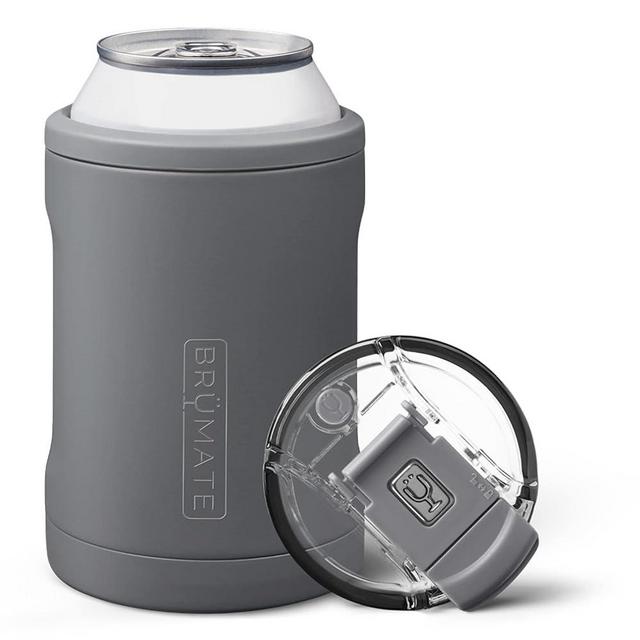 BrüMate Hopsulator Duo 2-in-1 Can Cooler Insulated for 12oz Cans + 100% Leak Proof Tumbler with Lid | Can Insulated for Hard Seltzer, Beer, Soda and Energy Drinks (Matte Gray)