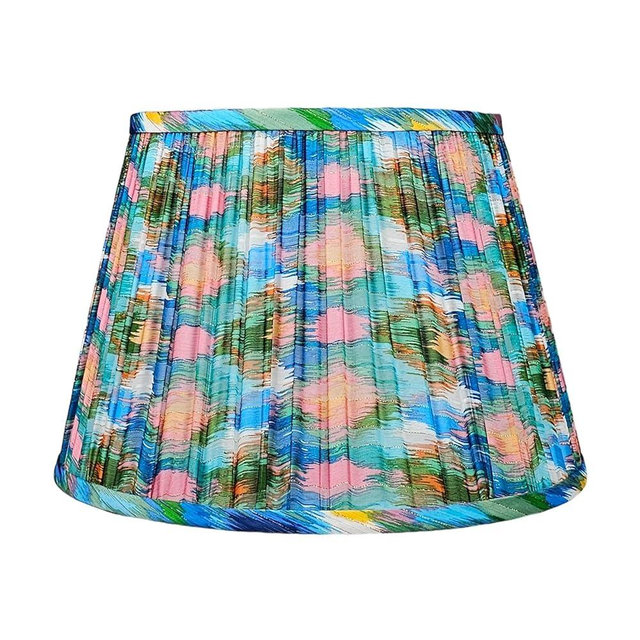 RDI Pleated Pattern Fabric Lampshade, Flora Collection, Large Lamp Shade, 10.5 x 16 x 11 inch (Top x Bottom x Height), Waterscape Blue
