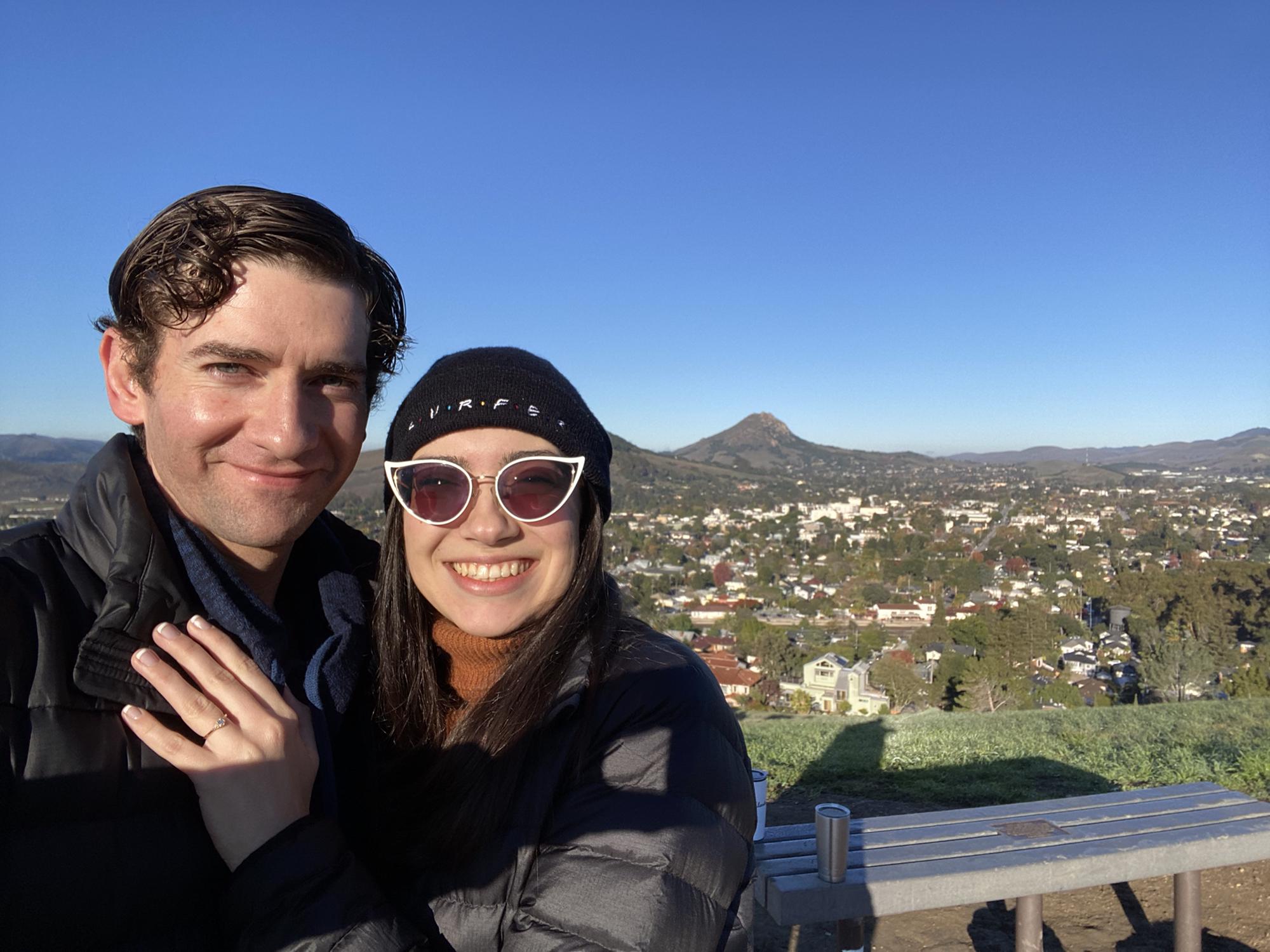 Jeff proposed on Terrace Hill in SLO, on an early morning walk. We were both nervous and heavily caffeinated.