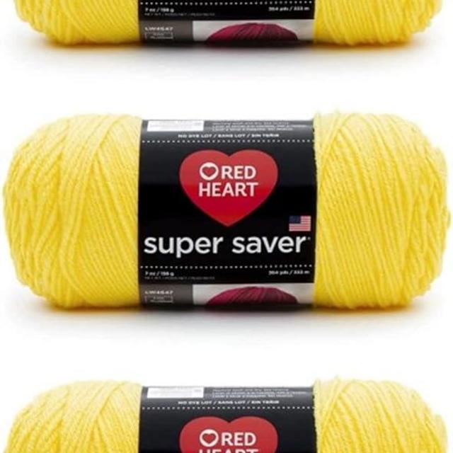 Red Heart Super Saver Bright Yellow Yarn - 3 Pack of 198g/7oz - Acrylic - 4 Medium (Worsted) - 364 Yards - Knitting/Crochet