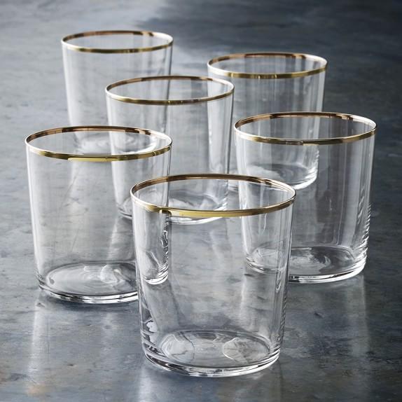 Williams Sonoma Open Kitchen Gold Short Tumblers, Set of 6