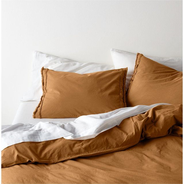 Organic Cotton Brulee Brown Eyelash Fringe Full/Queen Duvet Cover