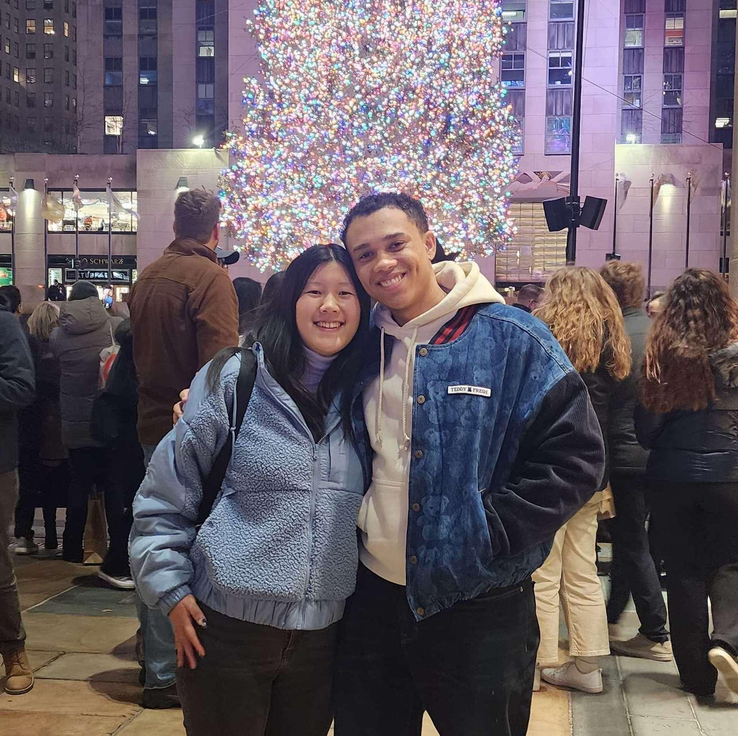 Our first Christmas together at the Rockefeller tree in New York!