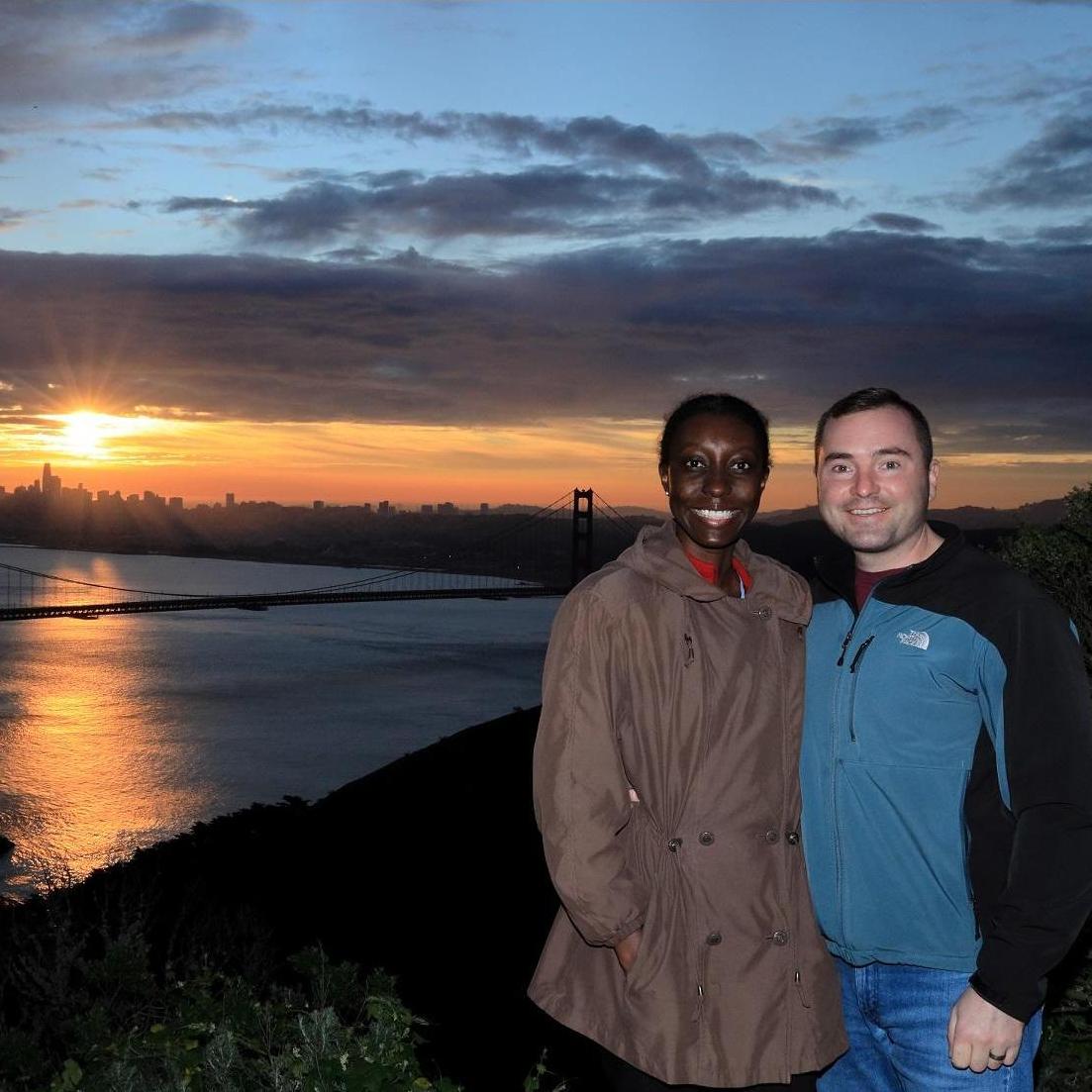 Enjoying sunrise over the Golden Gate Bridge