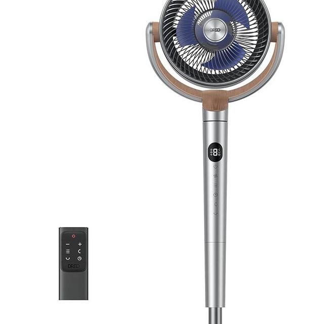 Dreo Standing Fan, 120°+120°Omni-directional Oscillating Fan For Bedroom, 80 ft Circulator With Remote, DC Motor Quiet Pedestal Fans, Adjustable Height, 8 Speeds, 3 Modes, 8H Timer, Home, PolyFan 502