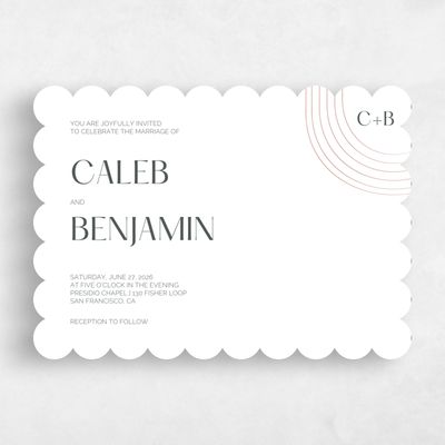 White Scalloped Wedding Invitation - Goodwin Landscape