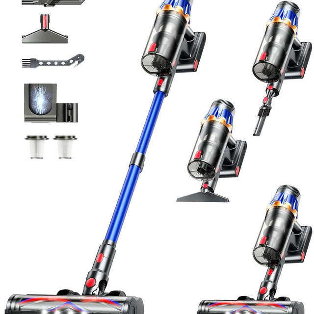 Cordless Vacuum Cleaner,Upgraded 50KPA 600W 70 Mins Stick Vacuum with Self-Standing,Touch Screen, Rechargeable, Lightweight,Anti-tangle Wireless Vacumm,Vacuum Cleaners for Home/Pet Hair/Carpets/Floors