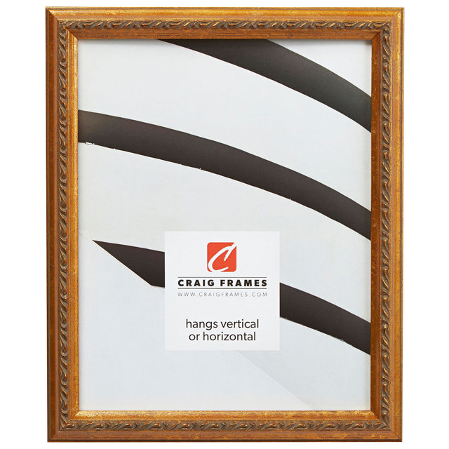 Craig Frames 24 x 30 Inch Picture Frame, Ornate Gold, Whittemore, 0.875" Wood Moulding, Distressed Finish, Plexiglass Facing and Hanging Hardware
