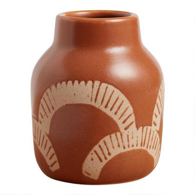 Terracotta and Natural Circle Ceramic Vase