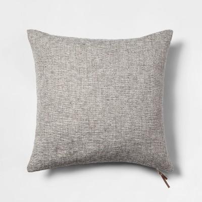 Woven With Exposed Zipper Square Throw Pillow Gray - Project 62™